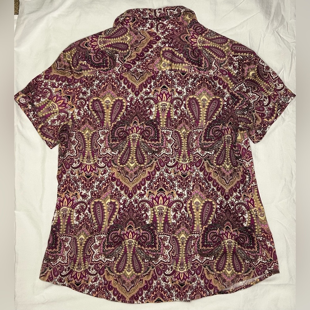212 Collection Women’s Pink Vintage-Style Short Sleeve Button-Down Shirt‎ - Picture 2 of 3